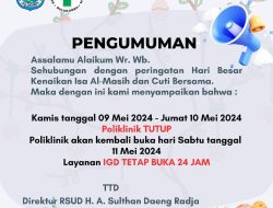 Pihak Manajemen RSUD Bulukumba Mengeluarkan Pengumuman Terkait Layanan Poliklinik yang Tutup